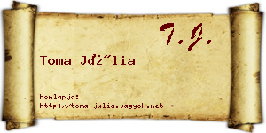 Toma Júlia névjegykártya